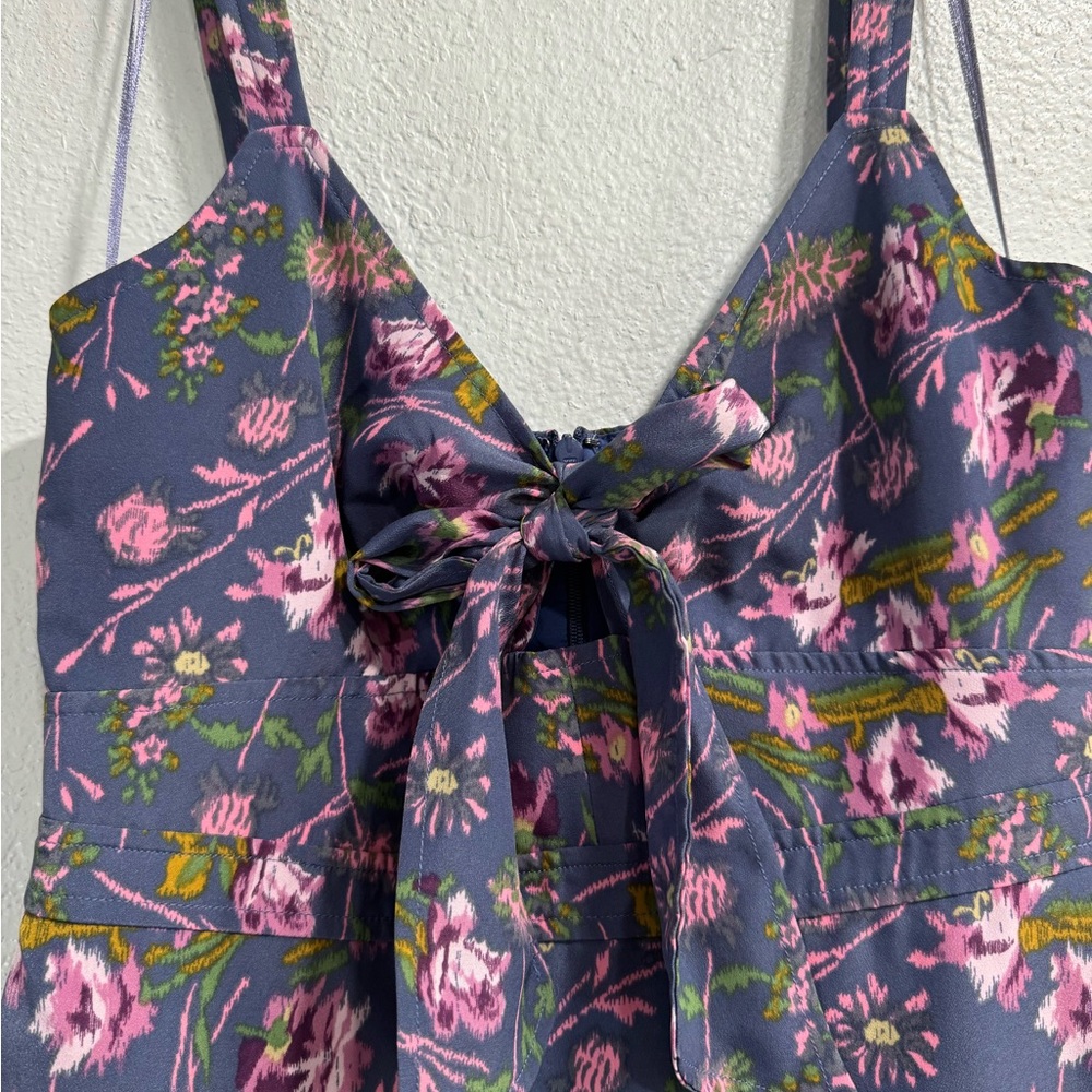 Likely Purple Floral Front Tie Tier Midi Dress - Picture 4 of 12